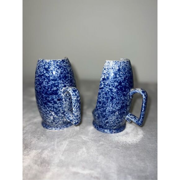 Lot of 2 Cottagecore Fairy Blue Pottery Candleholders - Picture 8 of 9
